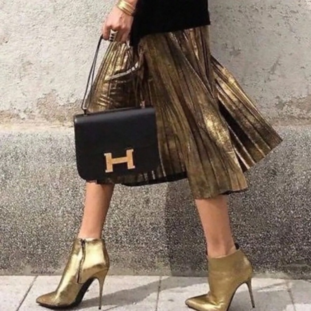 Zara skirt metallic gold/bronze M - Picture 2 of 7